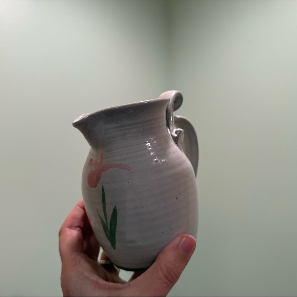 Handcrafted Ceramic Pitcher with Floral Design